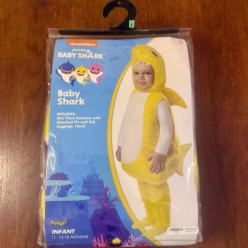 Spirit Halloween Pinkfong Baby Shark Infant Costume 12-18 Months Yellow NIP